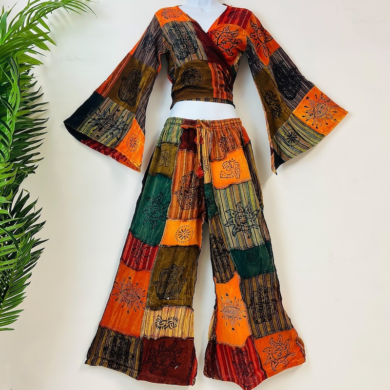 Wide Leg Colorful Pant Etsy