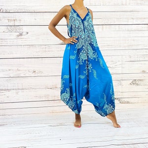 Wide Leg Jumpsuits Loose Bohemian Overalls Harem Pants Plus - Etsy