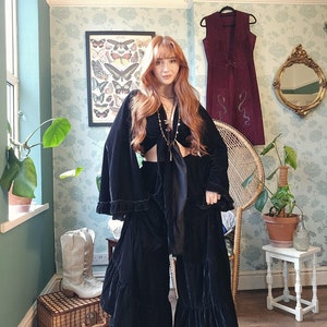 Flowy Velvet Tiered Pants With Ruffle Sleeve Top, Flare Wide