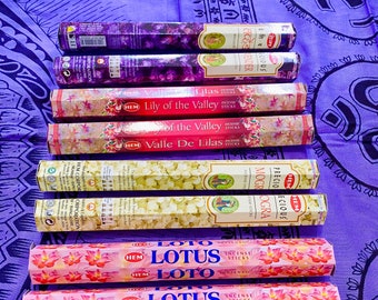 Natura Flower Incense, Hem Incense, Lavender, Lotus, Lily, Jasmine Incense, 2O Sticks, Stick Incense, Home Cleansing Incense Kit, Altar Tool