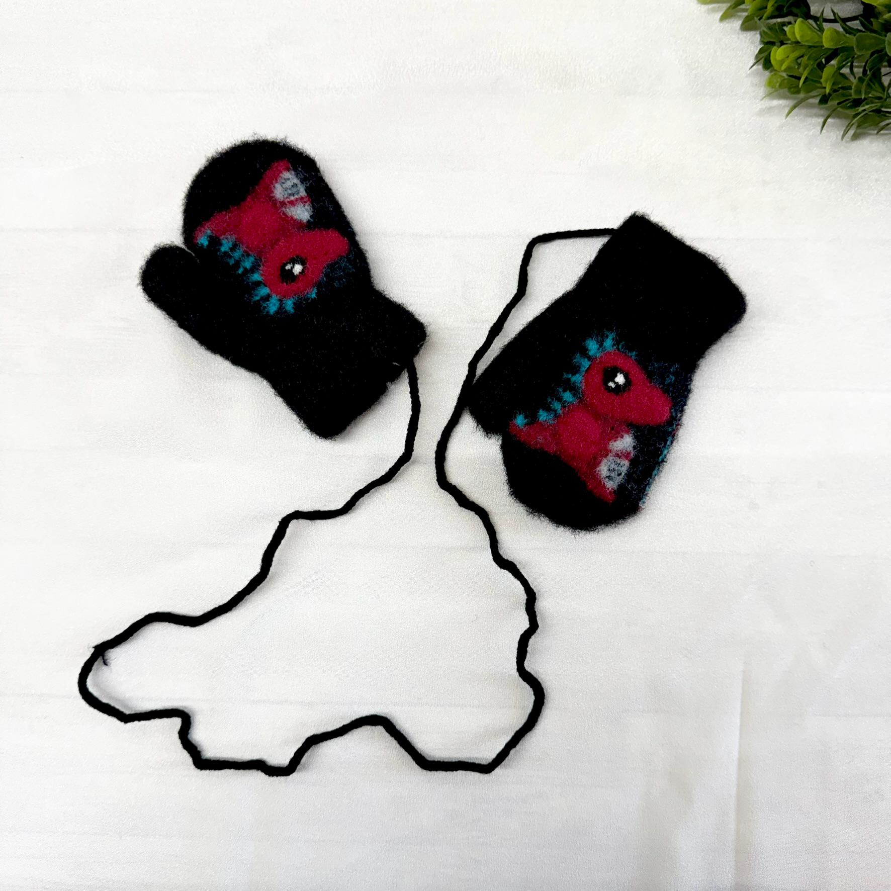 Moufles Tricot Hiver Enfant 0-3 Ans - Avec Cordon Anti-perte, Coupe-vent, épais - Motif Rayé Unisexe - 6