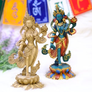 Standing Tara Statue, Green Tara Idol, Quan Yin, Goddess of Compassion, Female Buddha Figurines,Goddess of Compassion, Buddhist Altar Statue