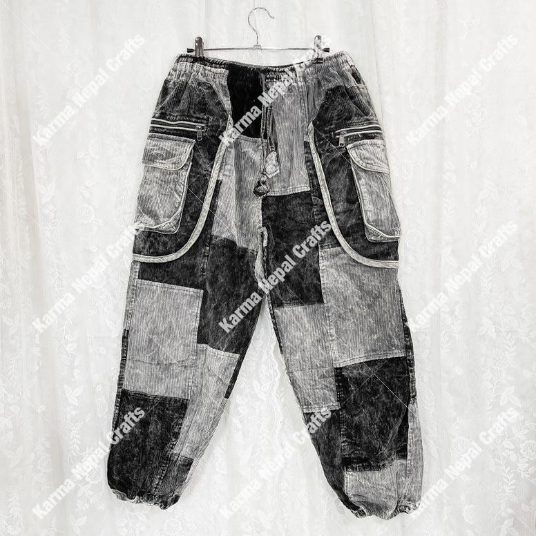 Patchwork Corduroy Baggy Pants, Hippie Harem Pants, Unisex