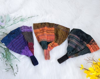 Patchwork Headbands, Cotton Head Wraps, Handmade Turbans, Patch Unisex  Hair Wraps, Bohemian Festival Fashion, Boho Hair Accessories
