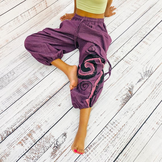 Unisex Cotton Pant With Spiral Prints, Harem Pants, Yoga Pants