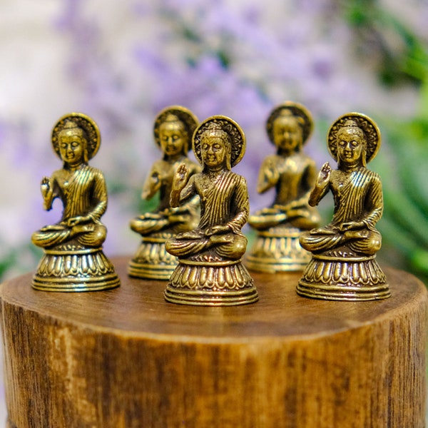 Small Brass Blessing Buddha Statue, Tiny Buddha Statue, Meditation Gift, Spiritual Gift, Handmade 1.5 inch Buddha Statue, Housewarming Gift