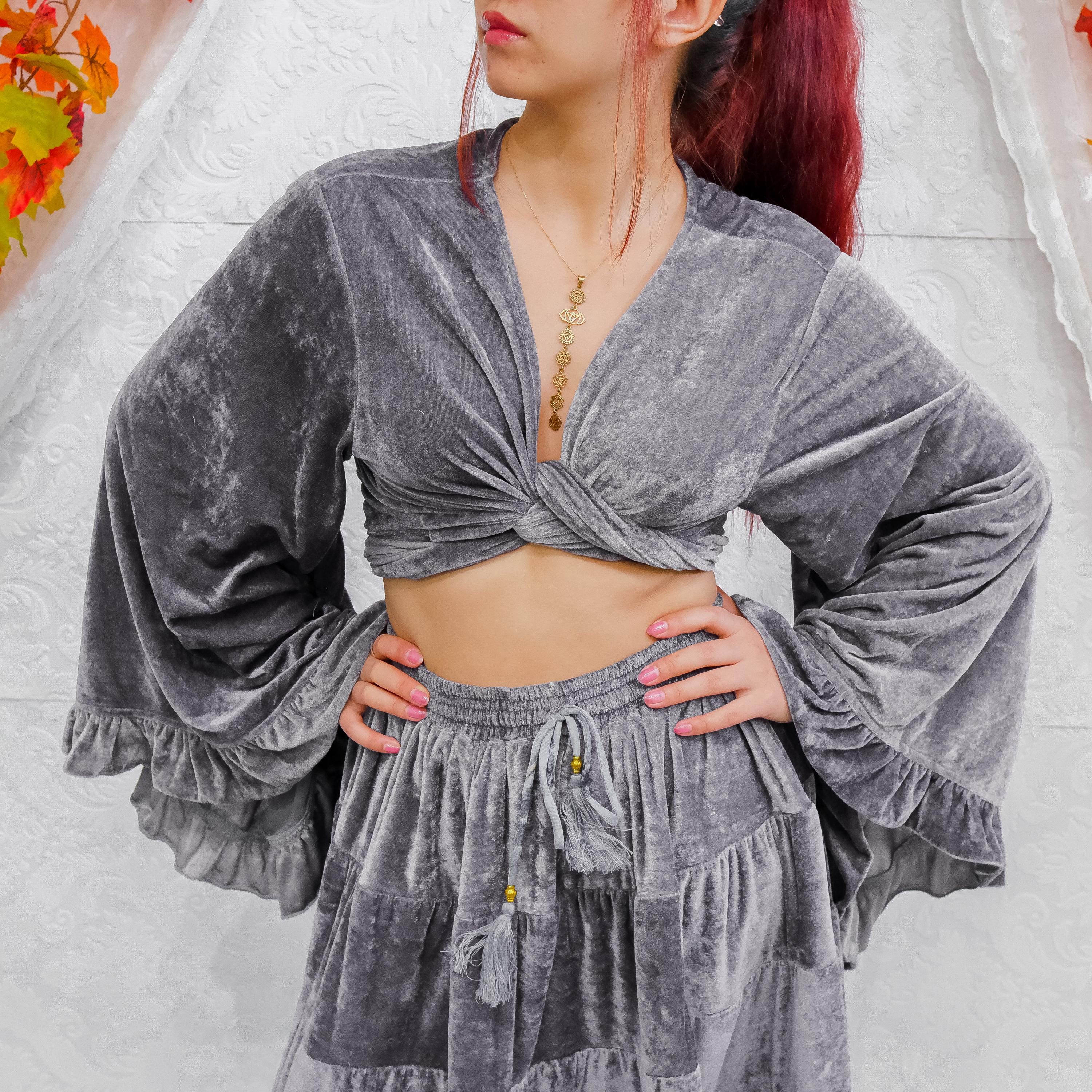 Velvet Wrap Top, Three Way Tie Top, Plus Size, Crop Top
