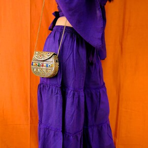 Monedero de embrague de mosaico hecho a mano, embrague boho vintage, bolso de honda del festival, regalo para ella, bolso antiguo, bolsos boho, bolso de metal, bolso étnico Oro