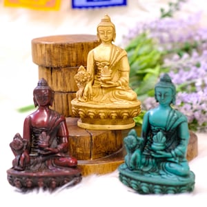 Tibetan Healing Buddha Statue,Medicine Buddha,4 inches Gautam Buddha Figurines,Shakyamuni Buddha,Meditation Yoga Statue,Buddhist Altar Diety