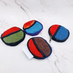 Kleine Hanf Geldbörse, Handgewebte bunte Geldbörse, Reißverschluss, Rundes kleines Portemonnaie für Karten, Unisex Geldbörse, Hippie Geldbörse, umweltfreundlich