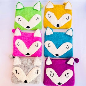 Monedero de moneda de zorro de fieltro, bolsa de monedas única, regalo de Navidad/vacaciones, regalo para ella, monedero de colección de monedas, encanto de bolso, billetera de viaje, regalo para niños