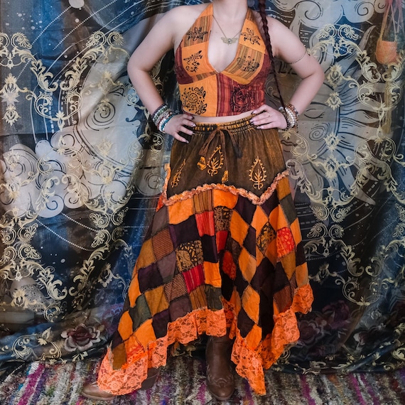 Patchwork Lace Assymetrical Skirt, Cotton Summer Skirts