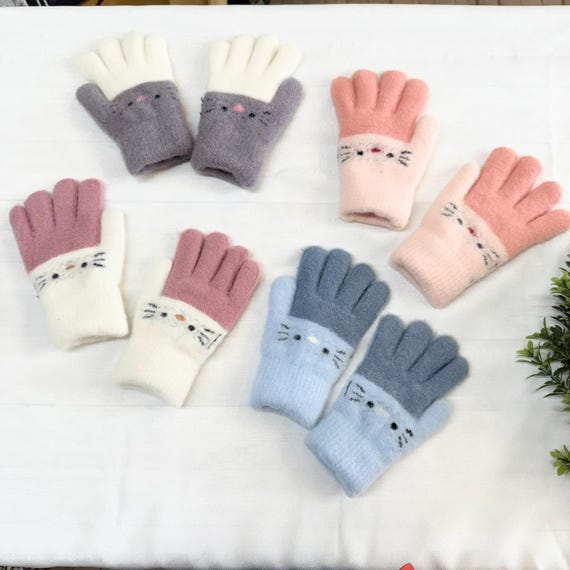 Winter Kids Gloves Colorful Kids Bunny Design Mitten Warm Boys girls Soft Knit Gloves Kids Winter Andfall Accessories Fleece Lined Glove Etsy UK