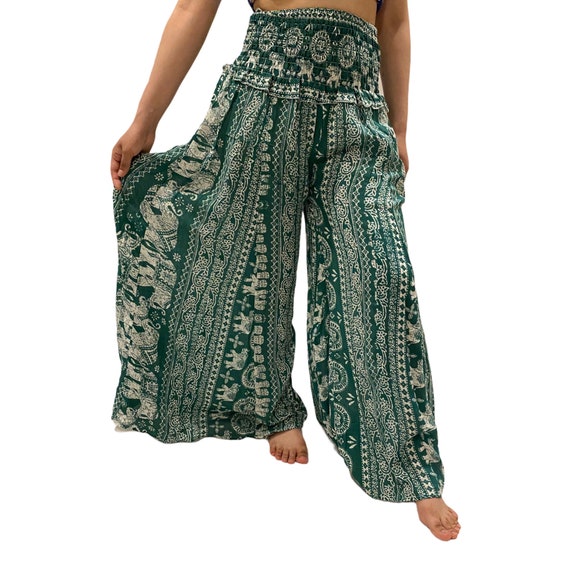 Elephant Print Flowy Palazzo Pants Yoga 