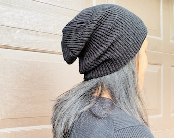 Hand Knit  Unisexual Fleece Lined Beanie  Hat, Slouchy Hat, Winter Hats, Hats with Double Lining, Beanie Hat, Non Allergic Beanie Hat,