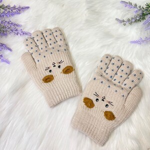 Kids Fleece Lined Knit Gloves, Children Mittens, Warm Winter Kids ...