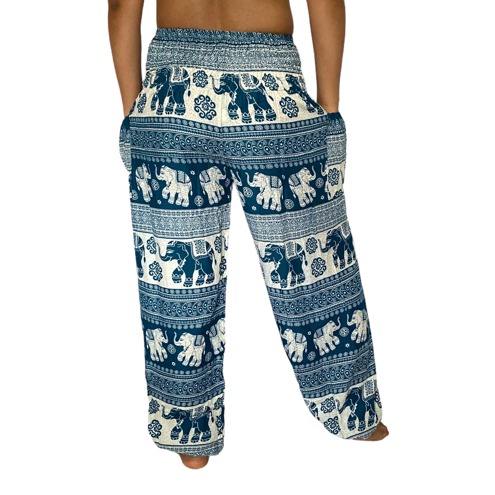 Flowy Yoga Pants With Pockets Elephant Print High Waisted - Etsy