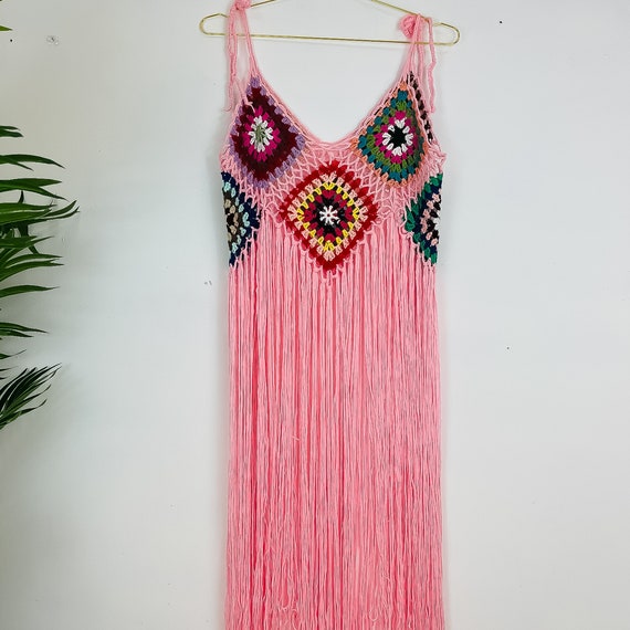 Crochet Pattern Cover up Festival Beachwear Hippie Crochet Midi Dress Tassel Fringe Tops Swim Cover Up Bohemian Crochet Handknit Tops Etsy UK