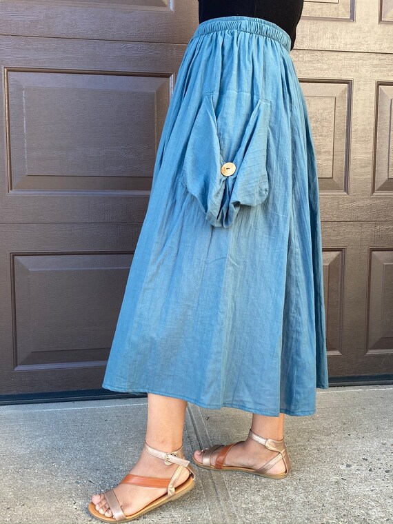 Cotton skirts with pockets cheap