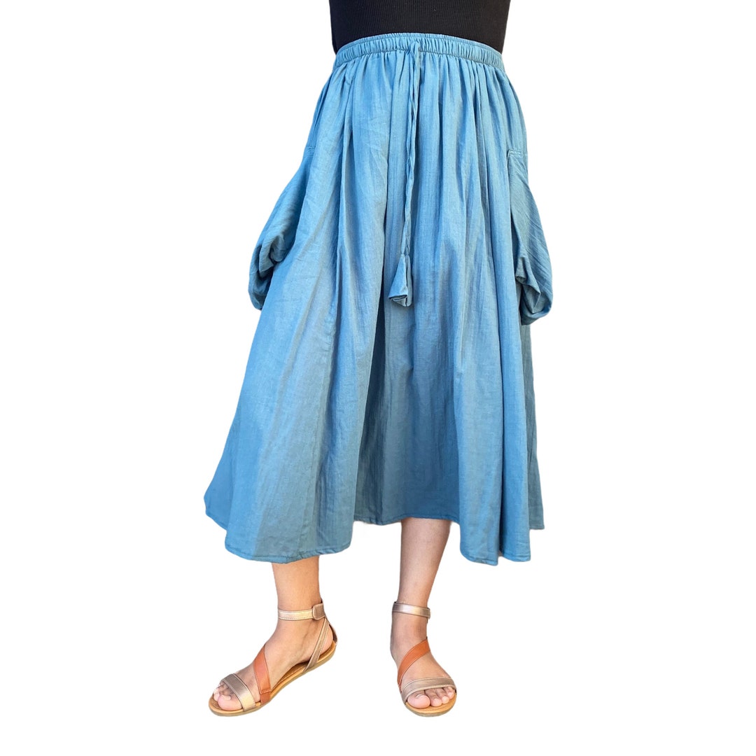 Summer Cotton Skirts With Cotton Midi Skirt, Aline