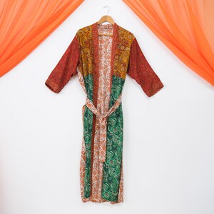 Urbann-Vibe Silk Chiffon Patchwork Maxi Robe for Women Ethereal Effortless Summer Draped Style main image 1