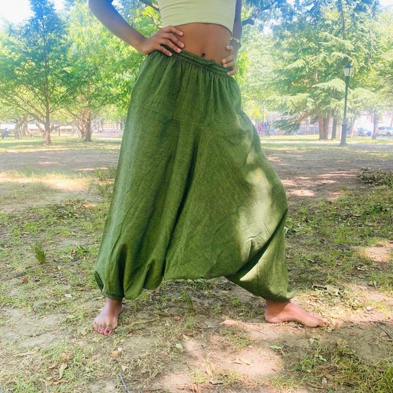 Pantaloni Harem di cotone fatti a mano dal Nepal, Pantaloni Boho