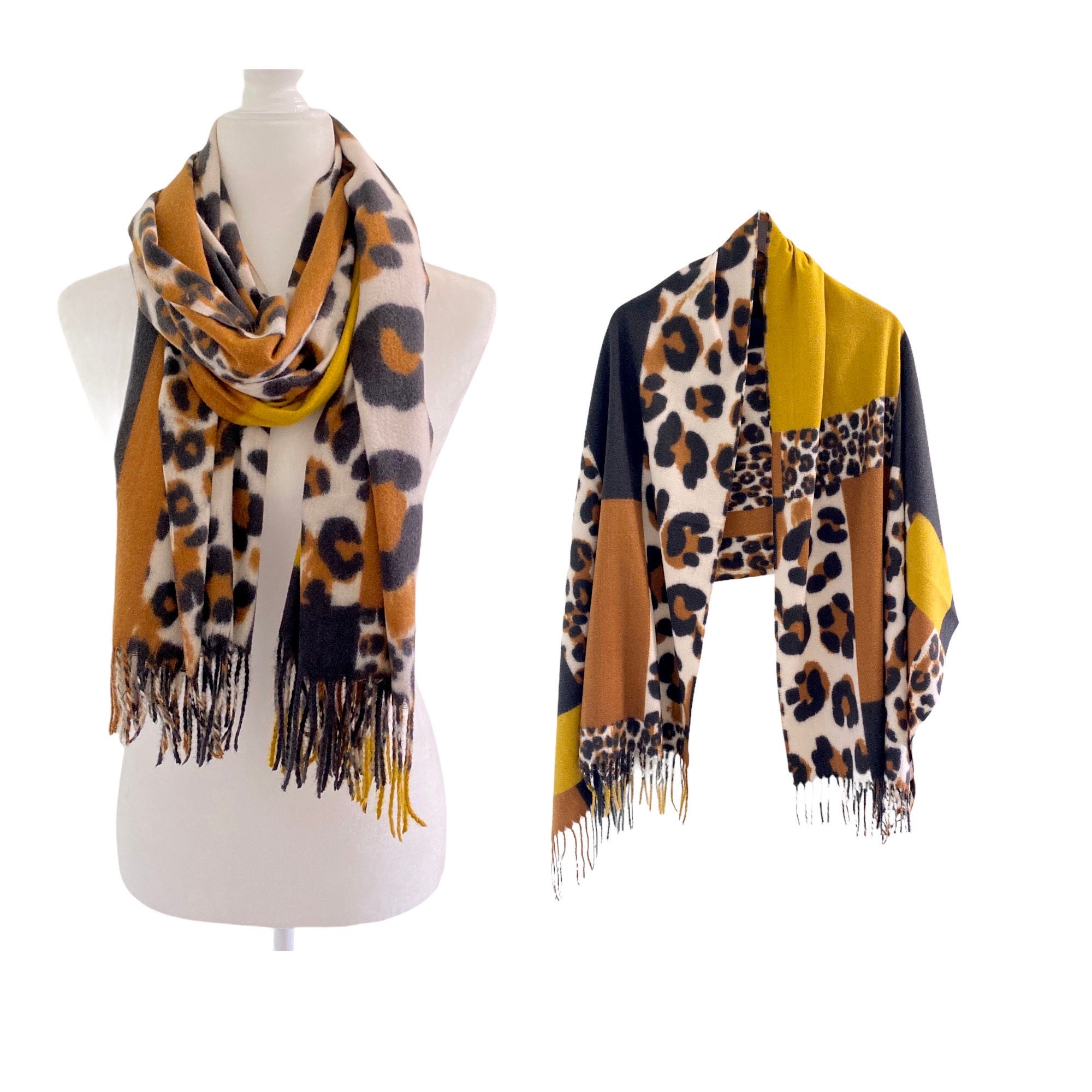 Tangnade Fashion Ladies Leopard Print Imitation Cashmere Shawl