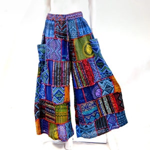 Floral Pastel Patchwork Palazzo Pants: Wild Botanique in Cotton