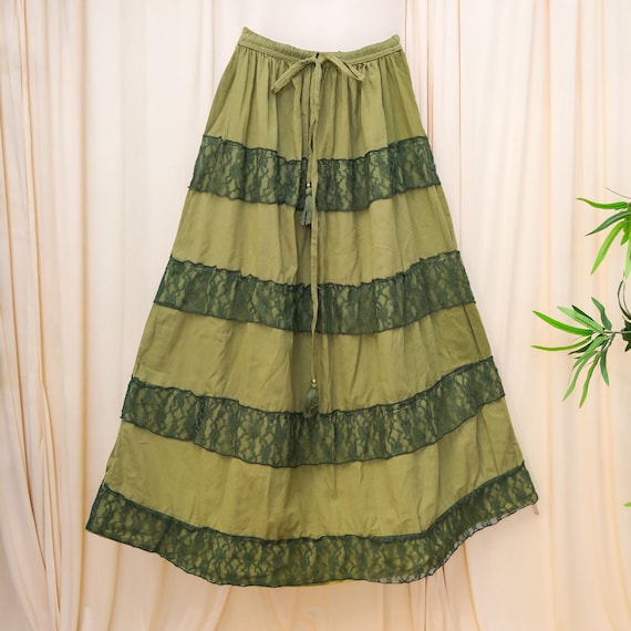 Cotton Lace Skirts, Long Summer Maxi Skirts, Boho Whimsy Skirts