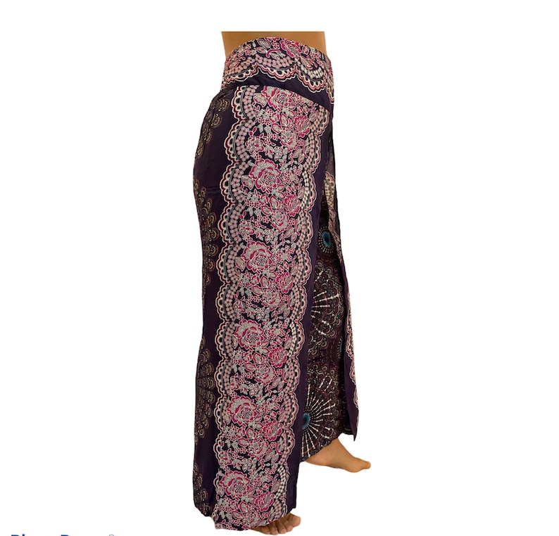Summer Slit Pants,Wide Leg Rayon Pants,Hippie Pants,Harem Boho Pants,Mandala,Yoga Pants,Bohemian,Festival Clothing,Beach Pants,Comfy Pants