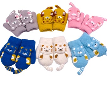 Gants Tricotés pour Enfants,Gants Enfant Hiver,Moufle Hiver,Mitaines  Chaudes en Peluche Chaude Gants Tricotés avec Fermeture àutomne Hiver Gants  Demi-Doigts pour Garçons Filles, Cadeau : : Mode