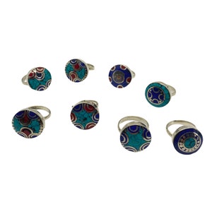 Ethnic Tibetan Tribal Fusion Rings/Multistone Round Rings/Turquoise/Coral/Lapis Lazuli/Statement Rings/Boho Rings/Gypsy Rings/Authentic Ring