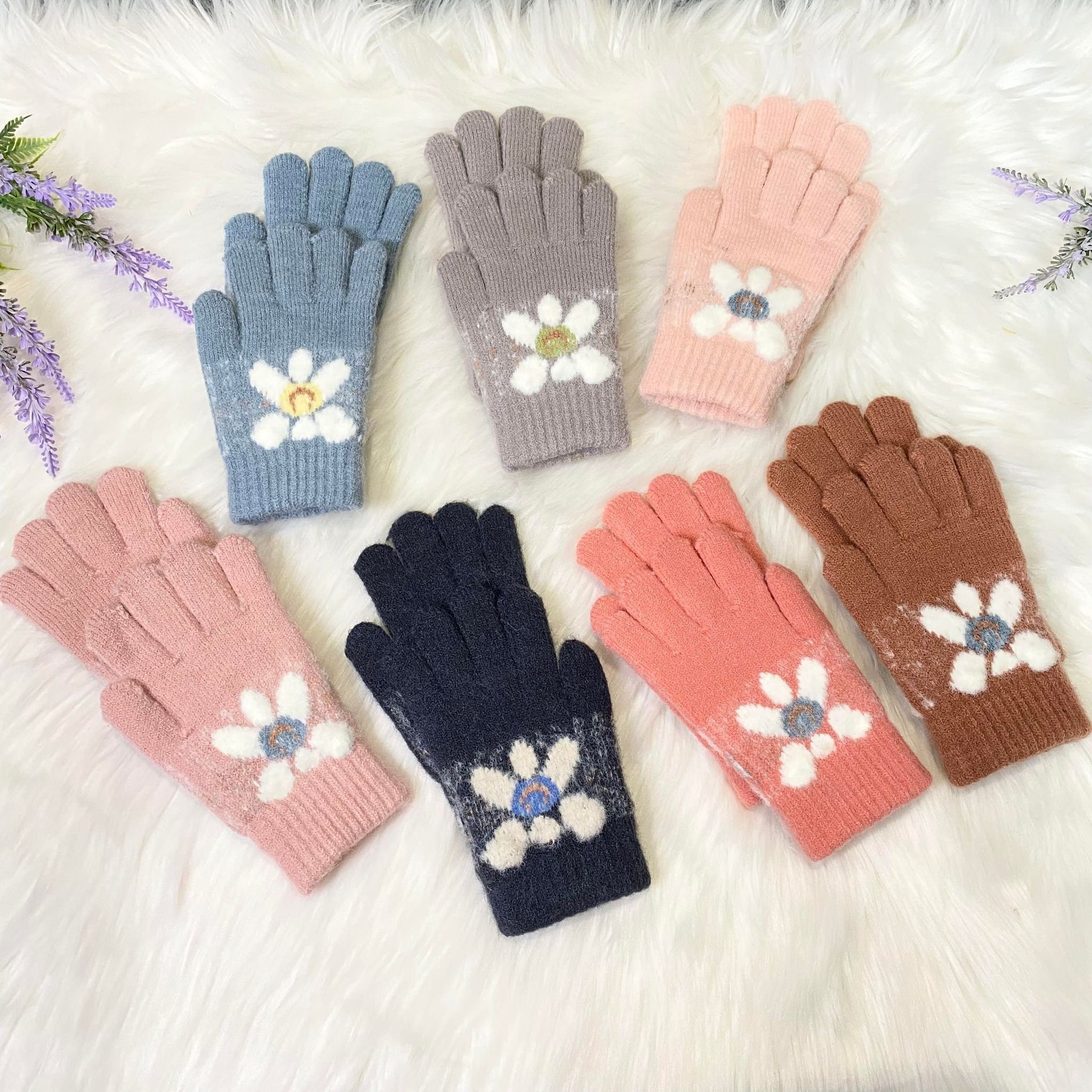 Fleece Lined Kids Winter Gloves, and for 8 Design, Flower Boys/girls/ 4 Gloves Mitten, Ski to Warm Handknit Kids Years Mittens Soft Etsy Old, 