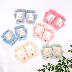 幼児用冬用ハーフフィンガーグローブ、猫ミトン、0～4歳向けコンバーチブルキッズグローブ、暖かい男女兼用男の子/女の子用フリース裏地グローブ