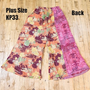 Kantha Palazzo Hose, Handgefertigte Baumwollhose mit Taschen,Upcycled Fashion, Unisex Haremshose, Plus Size Bunte Boho Hose,Vintage Mode