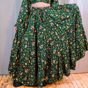 Flowy Long Ruffle Tiered Skirt, Whimsical Celestial Flowy Elegant Hippie Maxi Skirt, Retro Bohemian Summer Outfit, 90s,Fairycore Cottagecore