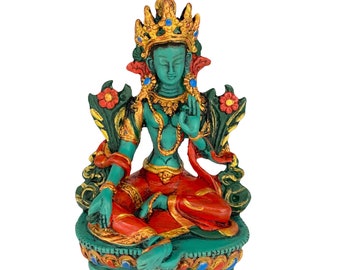 Handmade Green Tara, Goddess of Compassion, Female Buddha Statue,Tibetan Green Tara Resin Statue,Quan Yin,Spiritual Gifts,HouseWarming Gifts