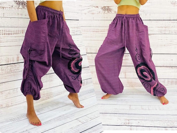 Unisex Cotton Pant With Spiral Prints, Harem Pants, Yoga Pants, Hippie  Clothes, Aladdin Pants, Boho Pants, Organic Cotton Pants 