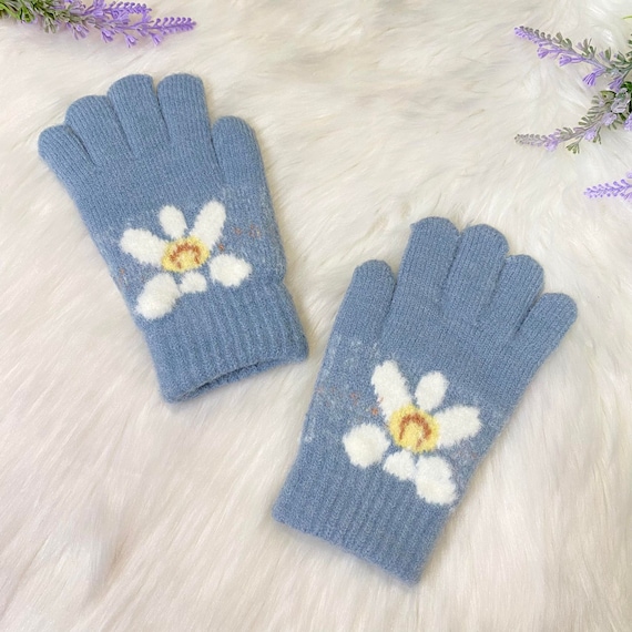 Gants dhiver pour enfants doublés de polaire, mitaines pour enfants  tricotées à la main, mitaines douces et chaudes pour  garçons/filles/conception de fleurs, 4 à 8 ans, gants de ski -  France