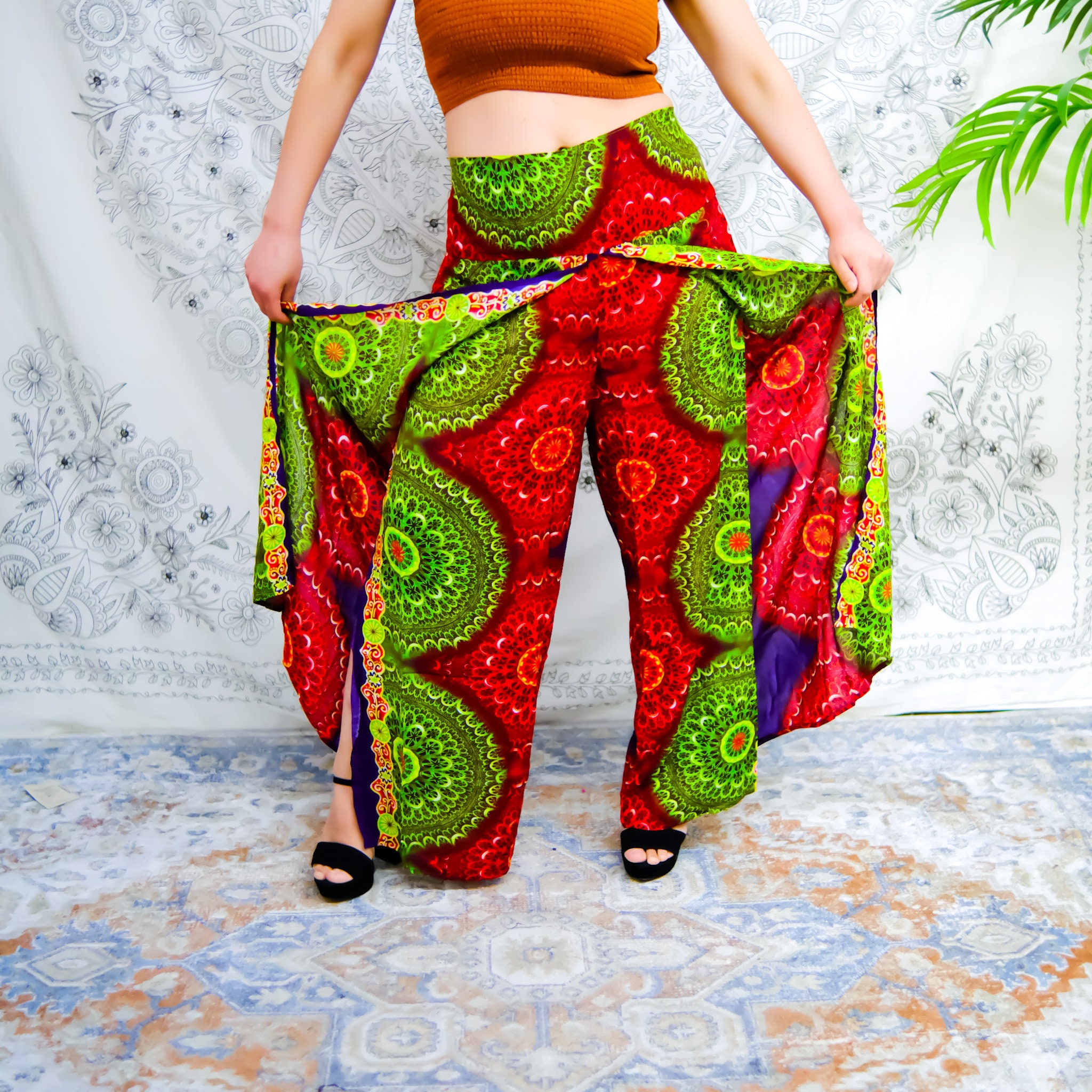 ITZAVIBE☆FLOWER GARDEN BANDING PANTS FLOWER GARDEN BANDING PANTS - CHARCOAL - ITZAVIBE | 60