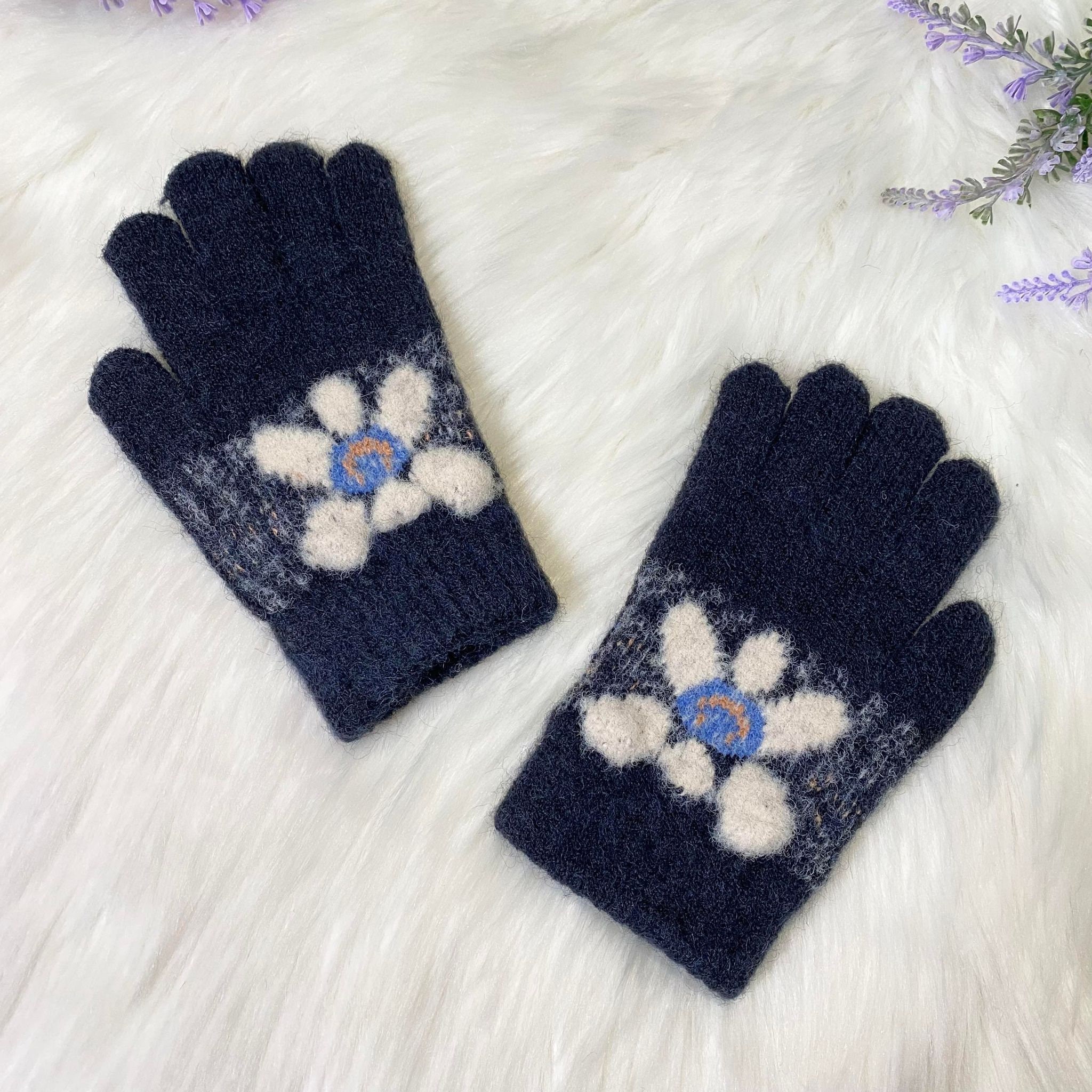 Fleece Lined Kids Winter Old, Kids to Handknit 4 for Years Mitten, - Mittens 8 Etsy Flower Warm Gloves, Boys/girls/ Ski Soft and Gloves Design
