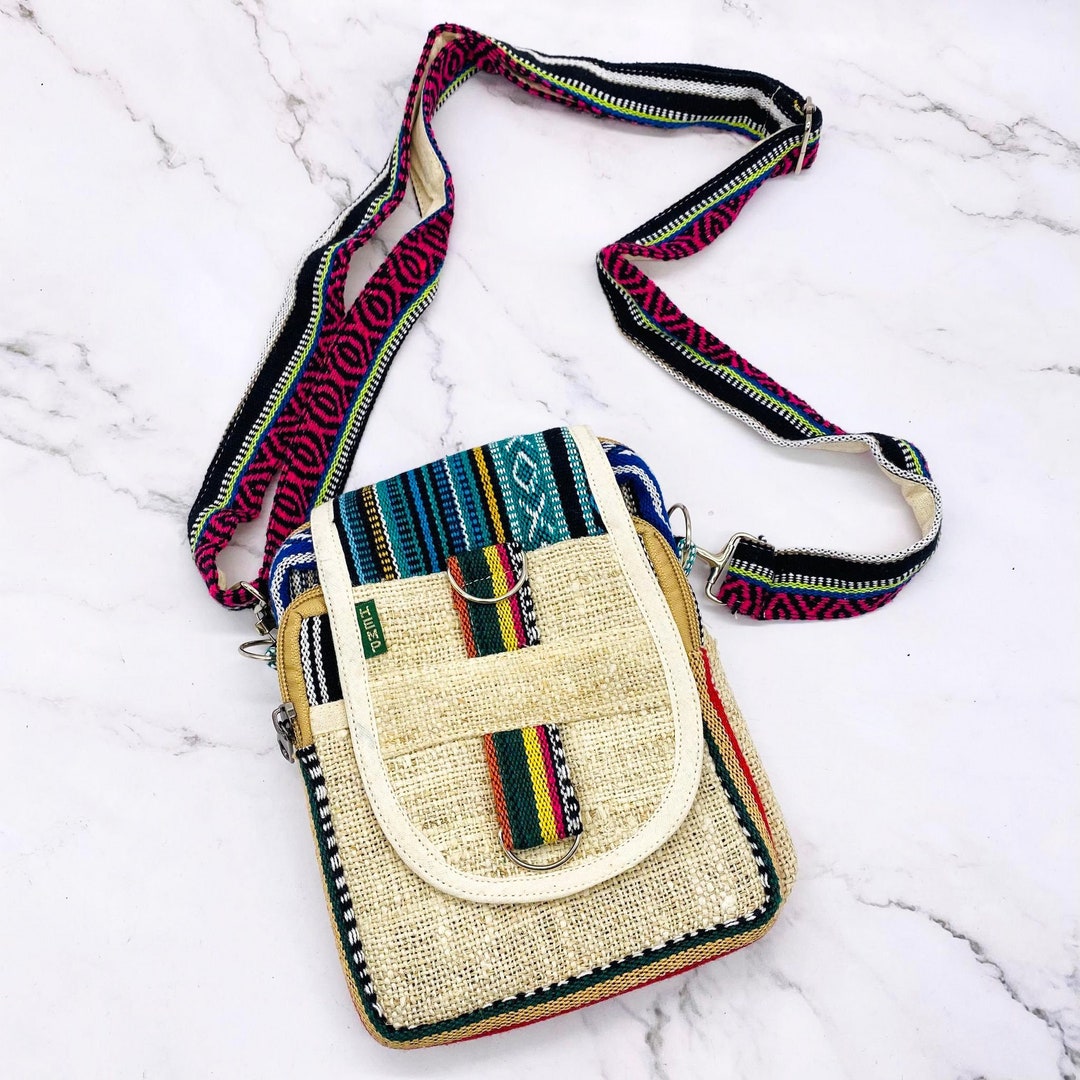 Hemp Cross Body Bag Handmade Cotton Side Bag Vegan Mini Etsy