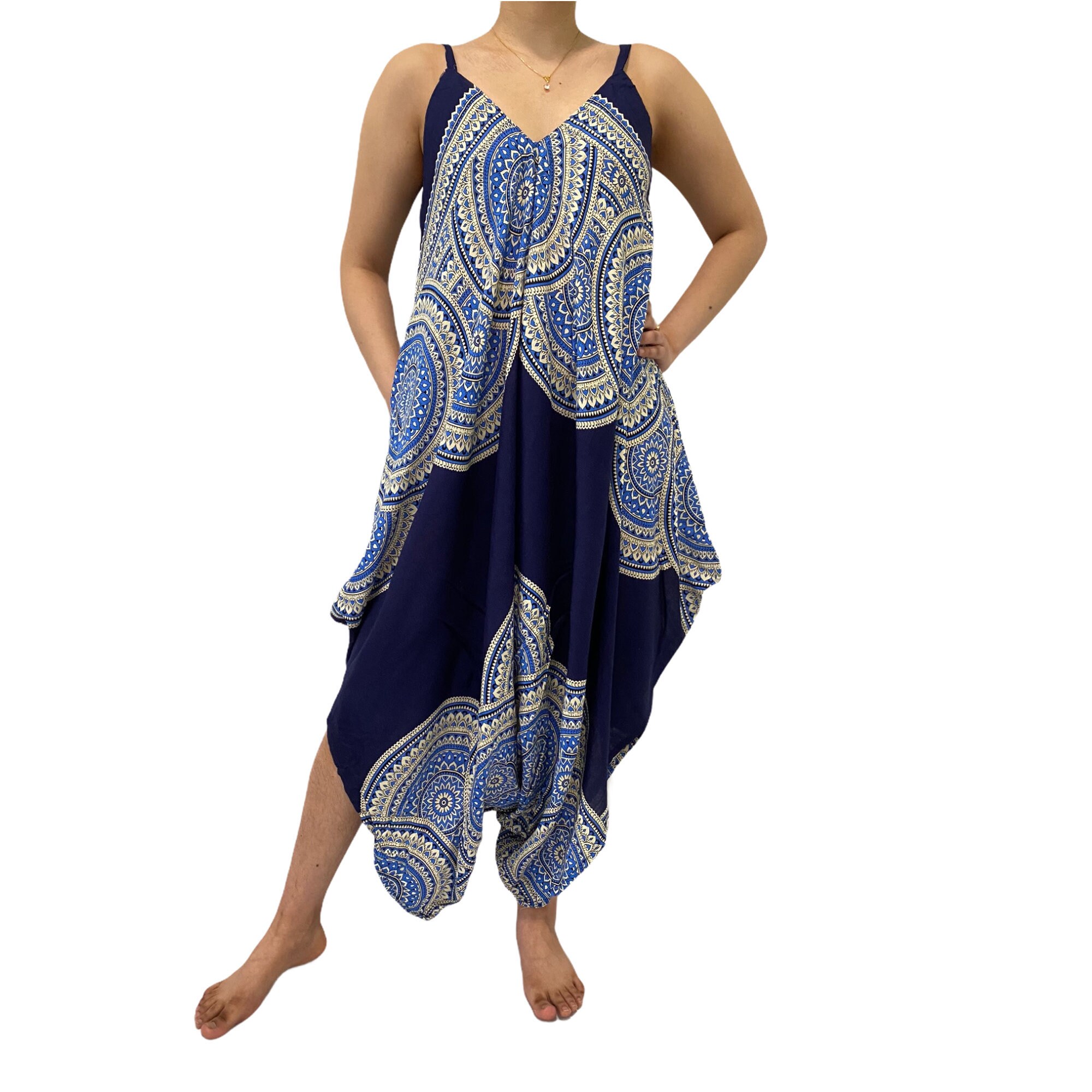 Loose Bohemian Jumpsuit Printed Hippie Jumpsuitharem Etsy UK