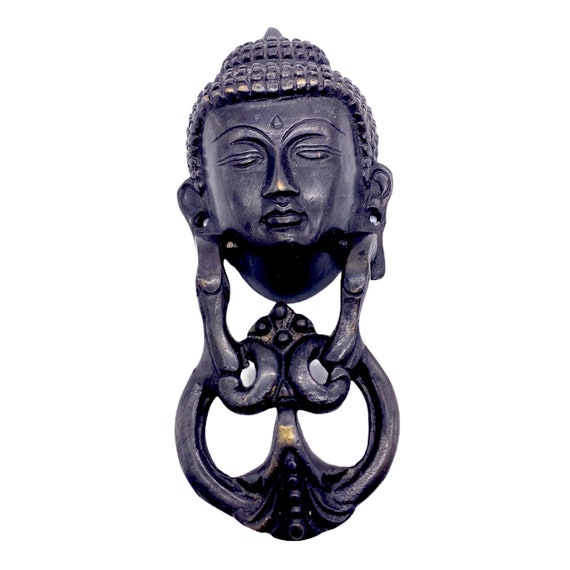 VINTAGE ANTIQUE STYLE HAND MADE SOLID BRASS BUDHA SHAPED DOOR KNOCKER 