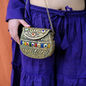 Monedero de embrague de mosaico hecho a mano, embrague boho vintage, bolso de honda del festival, regalo para ella, bolso antiguo, bolsos boho, bolso de metal, bolso étnico imagen 9