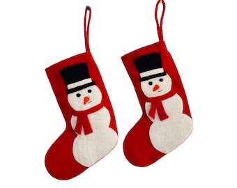 Snowman Felt Stocking, Christmas Stocking, Felted Decor, Christmas Decor, Handmade Stockings, Holiday Felt  Stocking, Stocking Stuffers