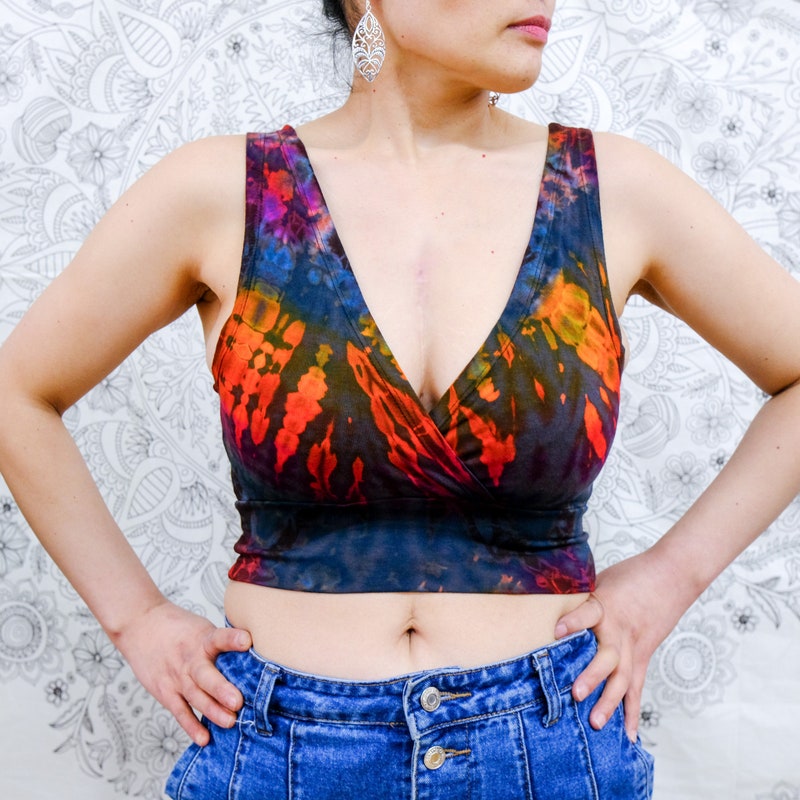 Cloudy Tie Dye Off The Shoulder Longsleeve Crop Top