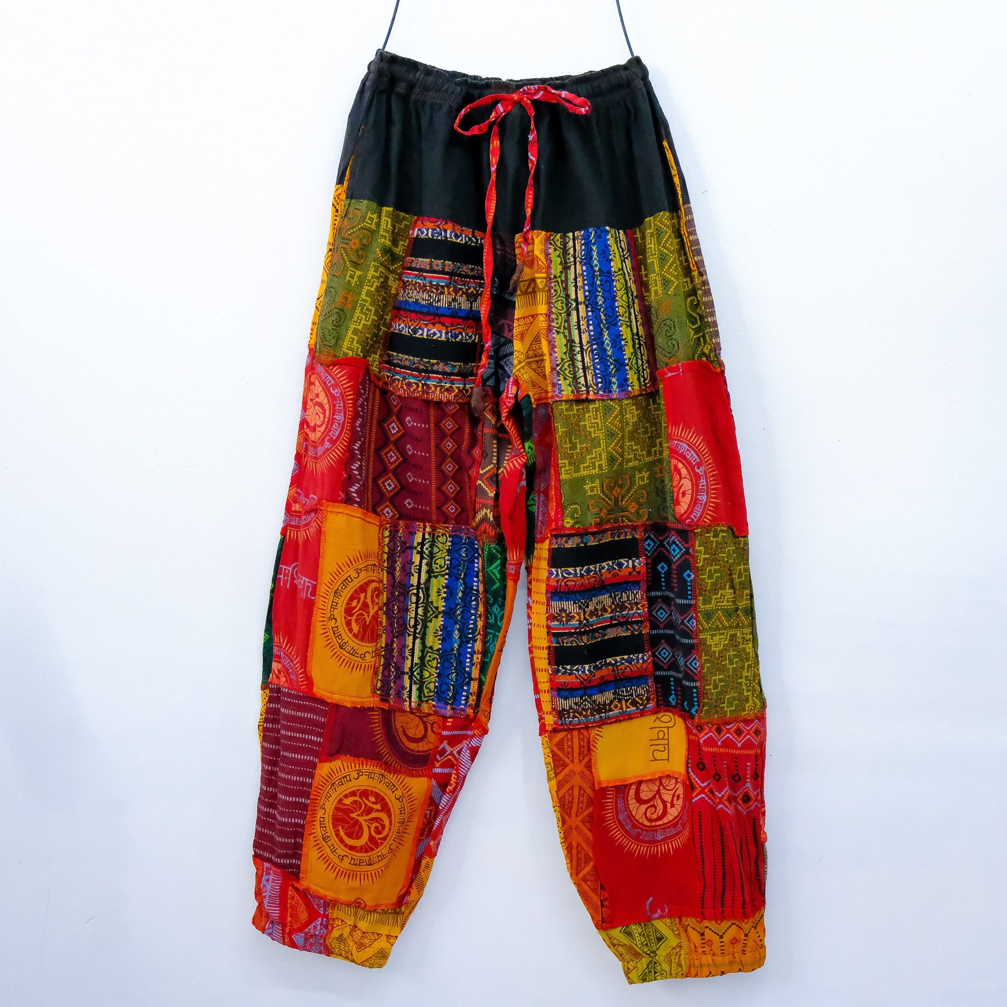 Patch Cotton Pants, Handwoven Patchwork Unisex Trousers Patch Cotton Pants, Handwoven Patchwork Unisex Trousers