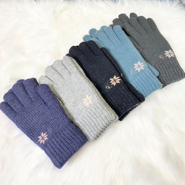 Thick Insulated Winter Gloves, Handknit Unisex Gloves, Men's Ski Gloves, Warm Solid Color Gloves, Winter Accessories, Wool Blend Gloves