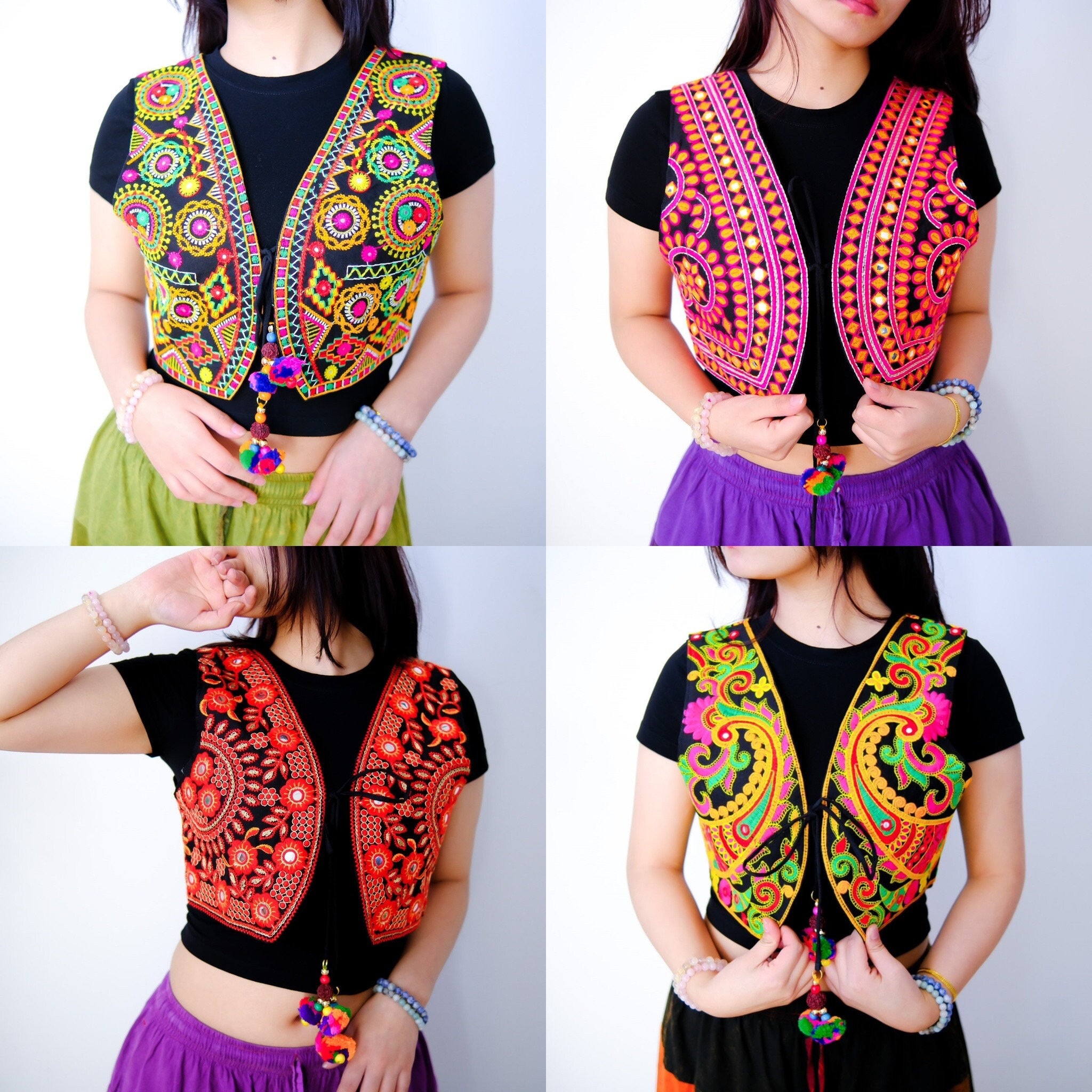 Hand Embroidered Vest, Bohemian Style Short Coat, Boho Top